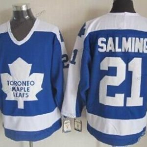 Herren Toronto Maple Leafs #21 Borje Salming With Retro CCM Trikots – Blau Weiß