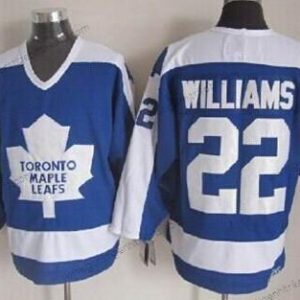 Herren Toronto Maple Leafs #22 Tiger Williams With Retro CCM Trikots – Blau Weiß