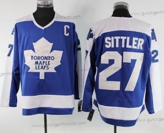 Herren Toronto Maple Leafs #27 Darryl Sittler With Retro CCM Trikots – Blau Weiß