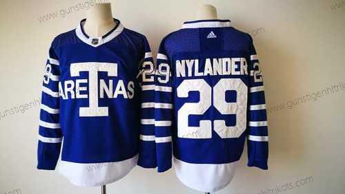 Herren Toronto Maple Leafs #29 William Nylander Royal Arenas 2017-2018 Hockey Strickerei NHL Trikots – Blau