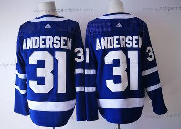 Herren Toronto Maple Leafs #31 Frederik Andersen Royal Heimtrikots 2017-2018 Hockey Strickerei NHL Trikots – Blau