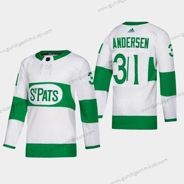 Herren Toronto Maple Leafs #31 Frederik Andersen St. Pats Road Authentisch Spieler Trikots – Weiß