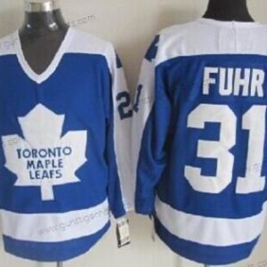 Herren Toronto Maple Leafs #31 Grant Fuhr With Retro CCM Trikots – Blau Weiß