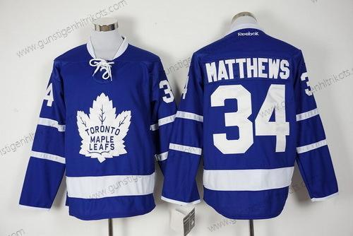 Herren Toronto Maple Leafs #34 Auston Matthews Royal 2016-17 Heimtrikots 100th Jahrestag Hockey Trikots – Blau