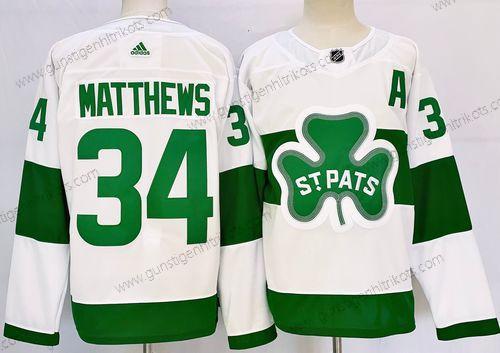 Herren Toronto Maple Leafs #34 Auston Matthews St Patricks Authentisch Trikots – Weiß