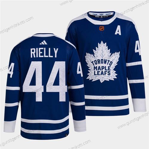 Herren Toronto Maple Leafs #44 Morgan Rielly 2022 Rückseite Retro Strickerei Trikots – Schwarz Blau