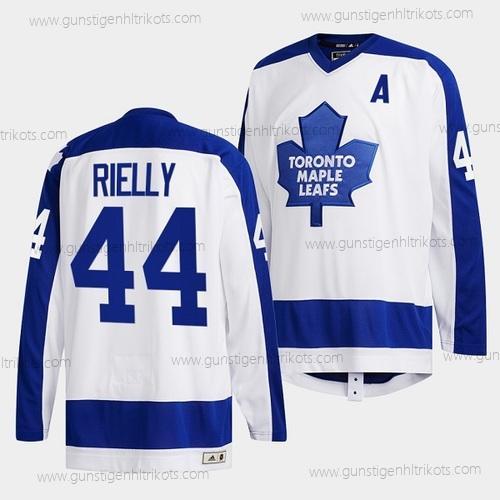 Herren Toronto Maple Leafs #44 Morgan Rielly Klassischs Primary Logo Strickerei Trikots – Weiß