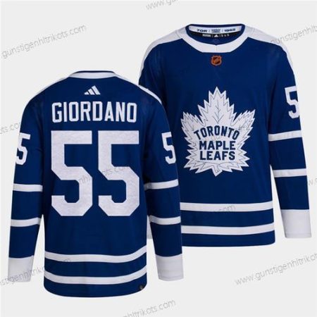 Herren Toronto Maple Leafs #55 Mark Giordano 2022 Rückseite Retro Strickerei Trikots – Schwarz Blau