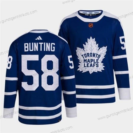 Herren Toronto Maple Leafs #58 Michael Bunting 2022 Rückseite Retro Strickerei Trikots – Schwarz Blau