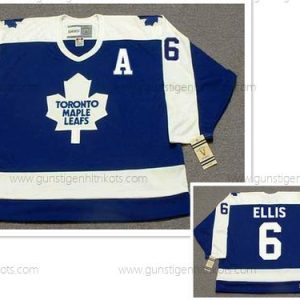 Herren Toronto Maple Leafs #6 Ron Ellis With A Patch With Retro CCM Trikots – Blau Weiß