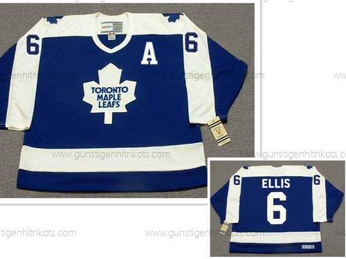 Herren Toronto Maple Leafs #6 Ron Ellis With A Patch With Retro CCM Trikots – Blau Weiß