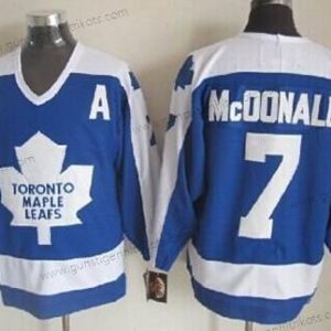 Herren Toronto Maple Leafs #7 Lanny Mcdonald With Retro CCM Trikots – Blau Weiß