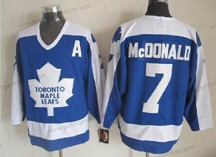 Herren Toronto Maple Leafs #7 Lanny Mcdonald With Retro CCM Trikots – Blau Weiß