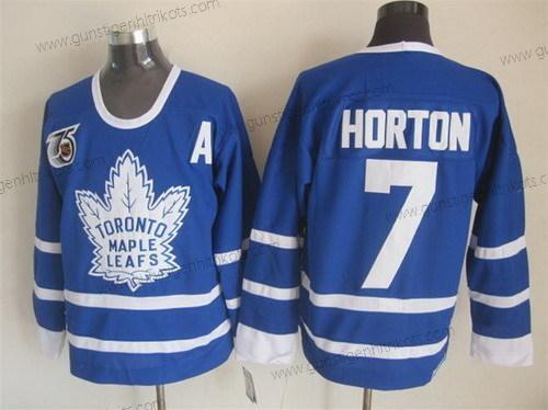 Herren Toronto Maple Leafs #7 Tim Horton 75Th Retro CCM Trikots – Blau