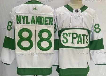 Herren Toronto Maple Leafs #88 William Nylander 2019 St Pats Strickerei Trikots – Weiß