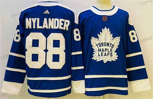 Herren Toronto Maple Leafs #88 William Nylander 2022 Rückseite Retro Strickerei Trikots – Blau