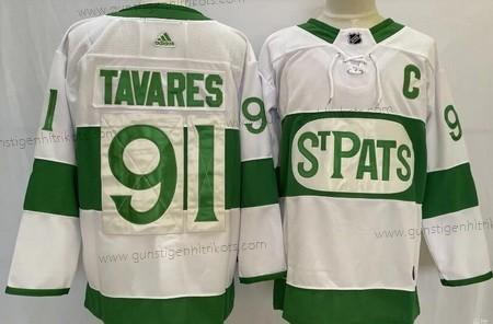 Herren Toronto Maple Leafs #91 John Tavares 2019 St Pats Authentisch Trikots – Weiß