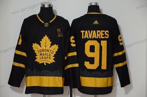 Herren Toronto Maple Leafs #91 John Tavares City Edition Authentisch Strickerei Hockey Trikots – Schwarz