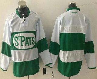 Herren Toronto Maple Leafs Leer 2017 St. Patrick’S Day Strickerei NHL Reebok Hockey Trikots – Weiß Grün