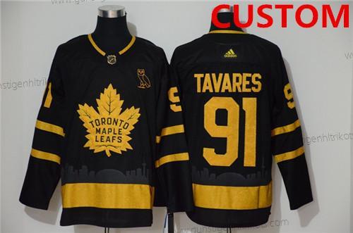 Herren Toronto Maple Leafs Personalisiertes Golden City Edition Strickerei NHL Trikots – Schwarz