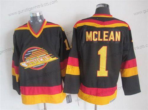 Herren Vancouver Canucks #1 Kirk Mclean 1985-86 CCM Vintage Retro – Schwarz