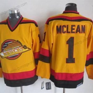 Herren Vancouver Canucks #1 Kirk Mclean 1985-86 CCM Vintage Trikots – Gelb