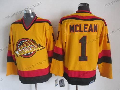 Herren Vancouver Canucks #1 Kirk Mclean 1985-86 CCM Vintage Trikots – Gelb