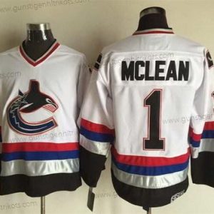 Herren Vancouver Canucks #1 Kirk Mclean 1997-98 CCM Vintage Trikots – Weiß