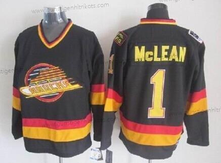 Herren Vancouver Canucks #1 Kirk Mclean Retro CCM Trikots – Schwarz