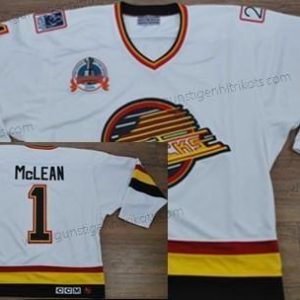 Herren Vancouver Canucks #1 Kirk Mclean Retro CCM Trikots – Weiß