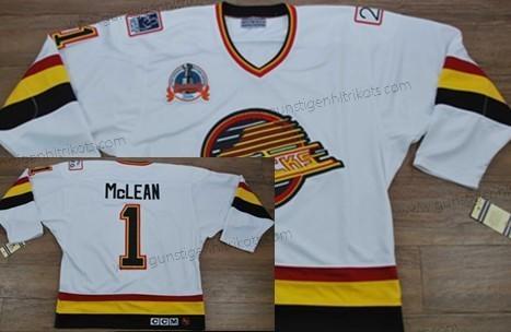 Herren Vancouver Canucks #1 Kirk Mclean Retro CCM Trikots – Weiß