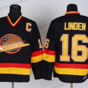 Herren Vancouver Canucks #16 Trevor Linden Retro CCM Trikots – Schwarz