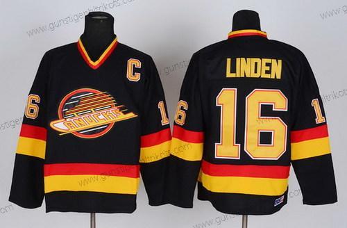 Herren Vancouver Canucks #16 Trevor Linden Retro CCM Trikots – Schwarz