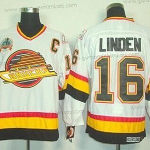 Herren Vancouver Canucks #16 Trevor Linden Retro CCM Trikots – Weiß