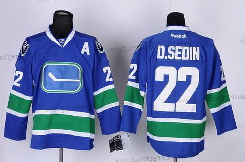 Herren Vancouver Canucks #22 Daniel Sedin Ausweichtrikot Trikots – Blau