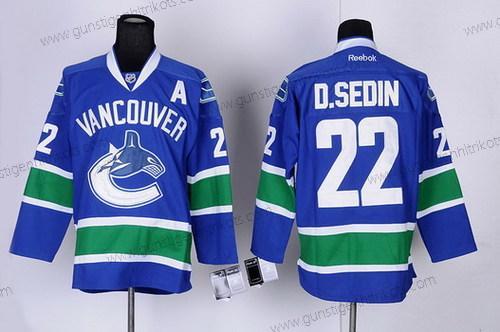 Herren Vancouver Canucks #22 Daniel Sedin Trikots – Blau