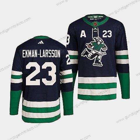 Herren Vancouver Canucks #23 Oliver Ekman-Larsson 2022 Rückseite Retro Strickerei Trikots – Marineblau