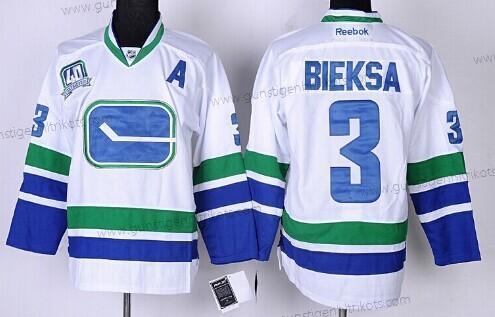 Herren Vancouver Canucks #3 Kevin Bieksa Ausweichtrikot Trikots – Weiß