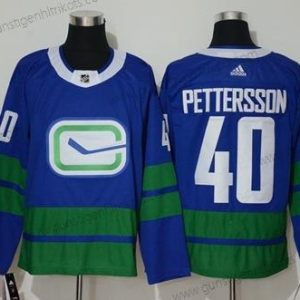 Herren Vancouver Canucks #40 Elias Pettersson ersatzweise Authentisch Strickerei Hockey Trikots – Blau