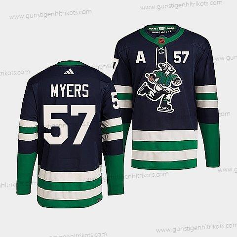 Herren Vancouver Canucks #57 Tyler Myers 2022 Rückseite Retro Strickerei Trikots – Marineblau