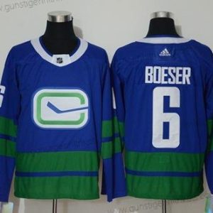 Herren Vancouver Canucks #6 Brock Boeser ersatzweise Authentisch Strickerei Hockey Trikots – Blau