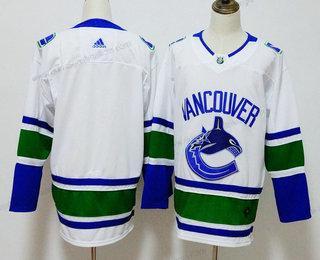 Herren Vancouver Canucks Leer 2017-2018 Hockey Strickerei NHL Trikots – Weiß