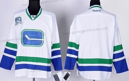 Herren Vancouver Canucks Leer Ausweichtrikot Trikots – Weiß