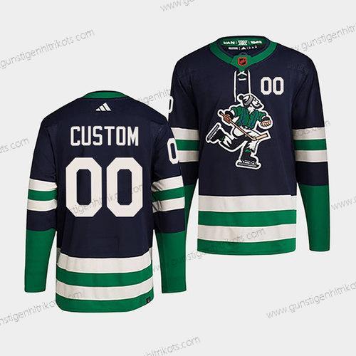 Herren Vancouver Canucks Personalisiertes 2022 Rückseite Retro Strickerei Trikots – Marineblau