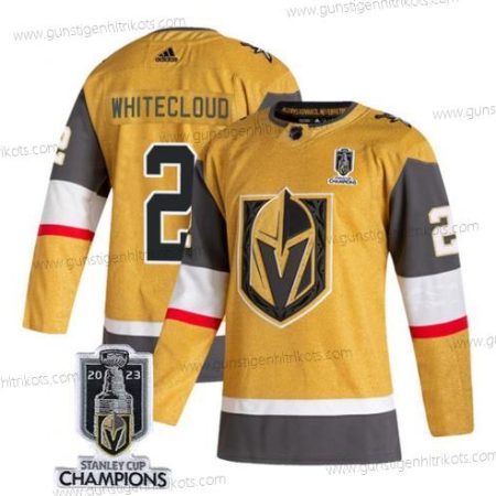 Herren Vegas Golden Knights #2 Zach Weißcloud 2023 Stanley Cup Champions Strickerei Trikots – Gold