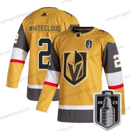 Herren Vegas Golden Knights #2 Zach Weißcloud 2023 Stanley Cup Final Strickerei Trikots – Gold