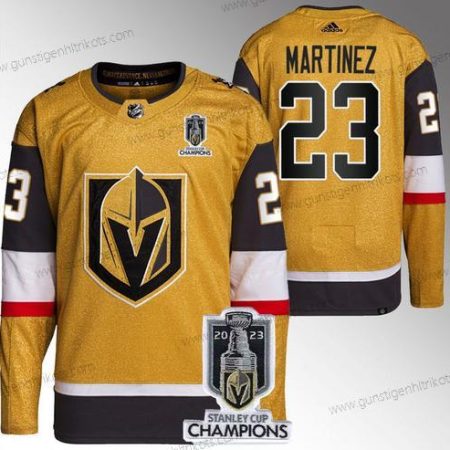 Herren Vegas Golden Knights #23 Alec Martinez 2023 Stanley Cup Champions Strickerei Trikots – Gold