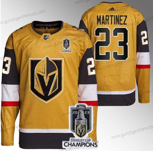 Herren Vegas Golden Knights #23 Alec Martinez 2023 Stanley Cup Champions Strickerei Trikots – Gold