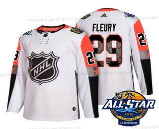 Herren Vegas Golden Knights #29 Marc-Andre Fleury 2018 NHL All-Star Strickerei Ice Hockey Trikots – Weiß