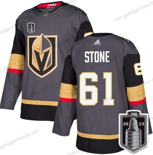 Herren Vegas Golden Knights #61 Mark Stone 2023 Stanley Cup Final Strickerei Trikots – Grau